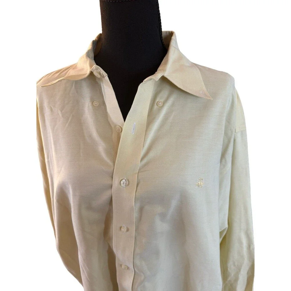 BROOKS BROTHERS XLarge‎ Long Sleeve Oxford Shirt Yellow Monogrammed - Picture 5 of 11